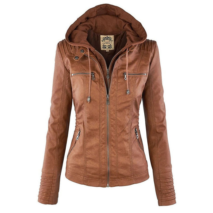 Chloé | Blouson Cuir Femme à Capuche Zippé Style Biker