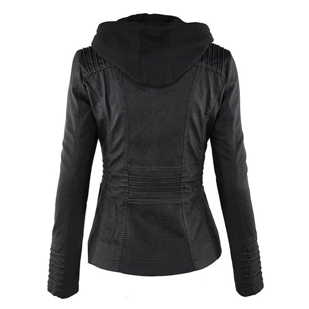 Chloé | Blouson Cuir Femme à Capuche Zippé Style Biker