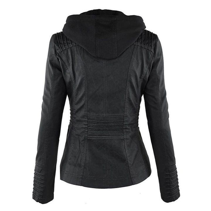 Chloé | Blouson Cuir Femme à Capuche Zippé Style Biker