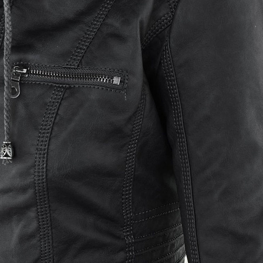 Chloé | Blouson Cuir Femme à Capuche Zippé Style Biker