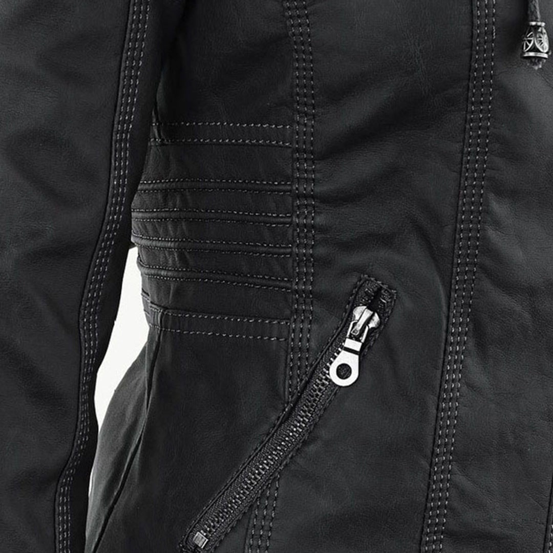 Chloé | Blouson Cuir Femme à Capuche Zippé Style Biker