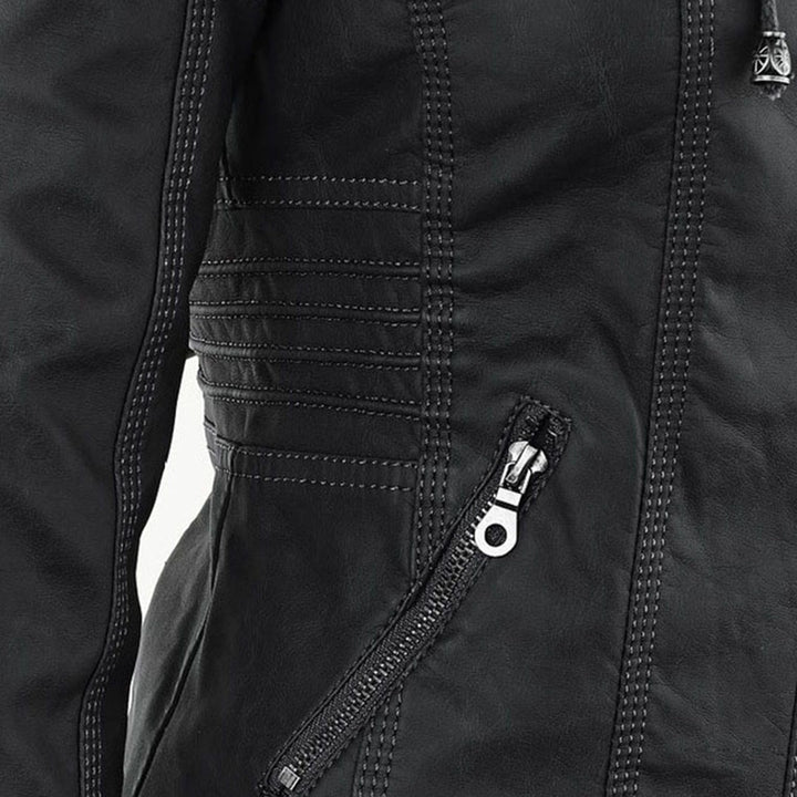 Chloé | Blouson Cuir Femme à Capuche Zippé Style Biker