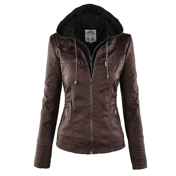 Chloé | Blouson Cuir Femme à Capuche Zippé Style Biker