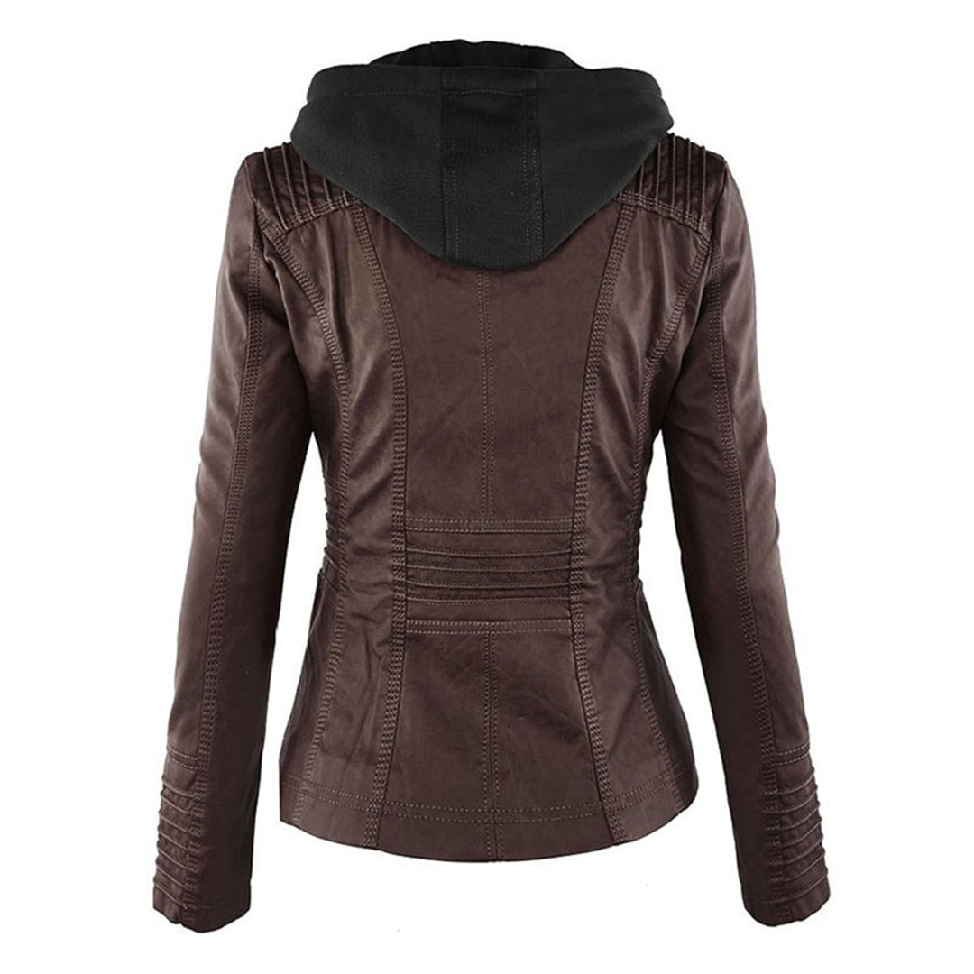 Chloé | Blouson Cuir Femme à Capuche Zippé Style Biker