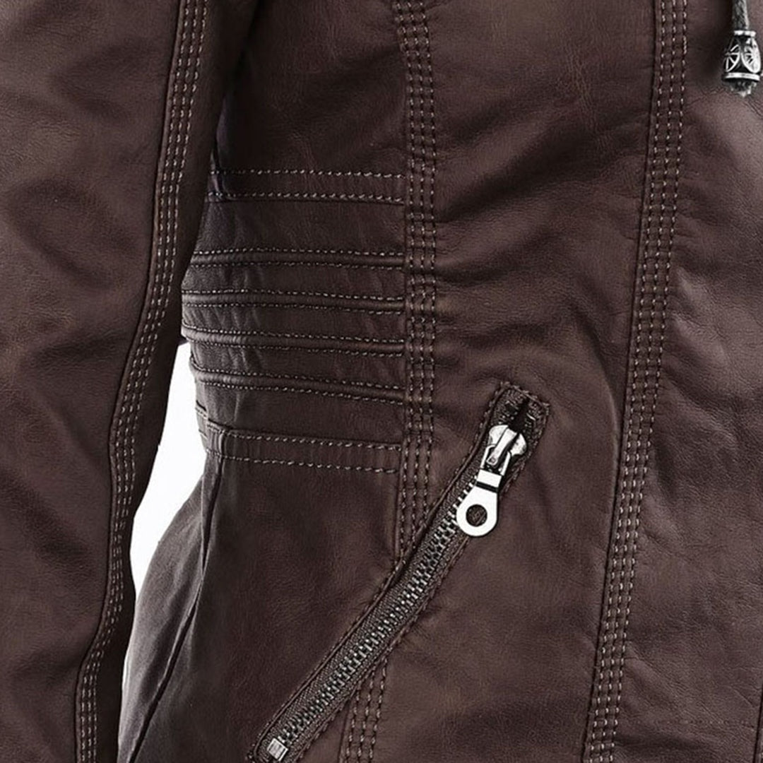 Chloé | Blouson Cuir Femme à Capuche Zippé Style Biker