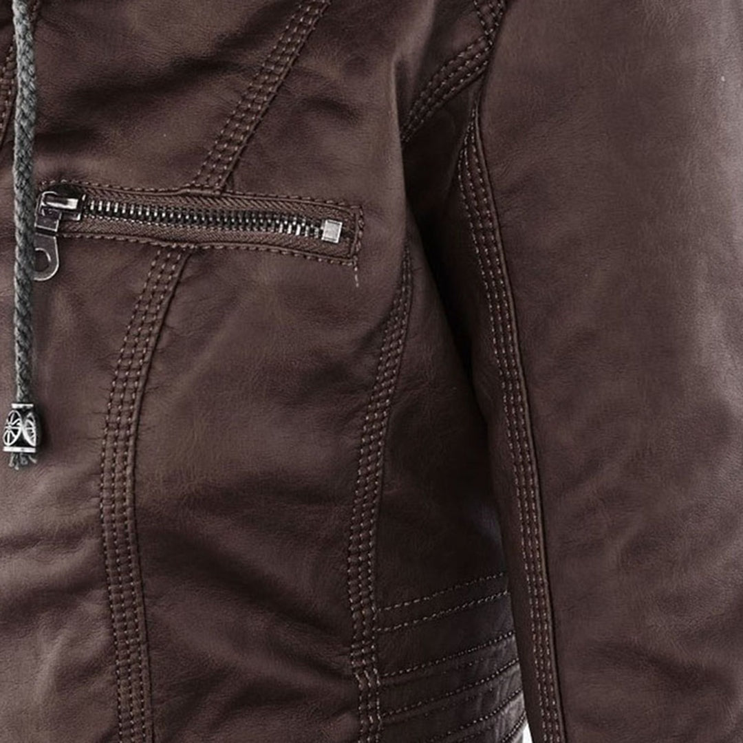 Chloé | Blouson Cuir Femme à Capuche Zippé Style Biker