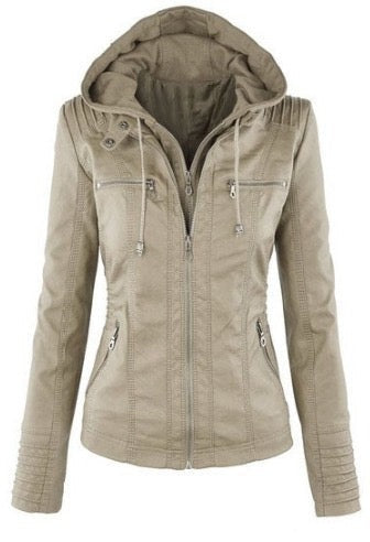 Chloé | Blouson Cuir Femme à Capuche Zippé Style Biker