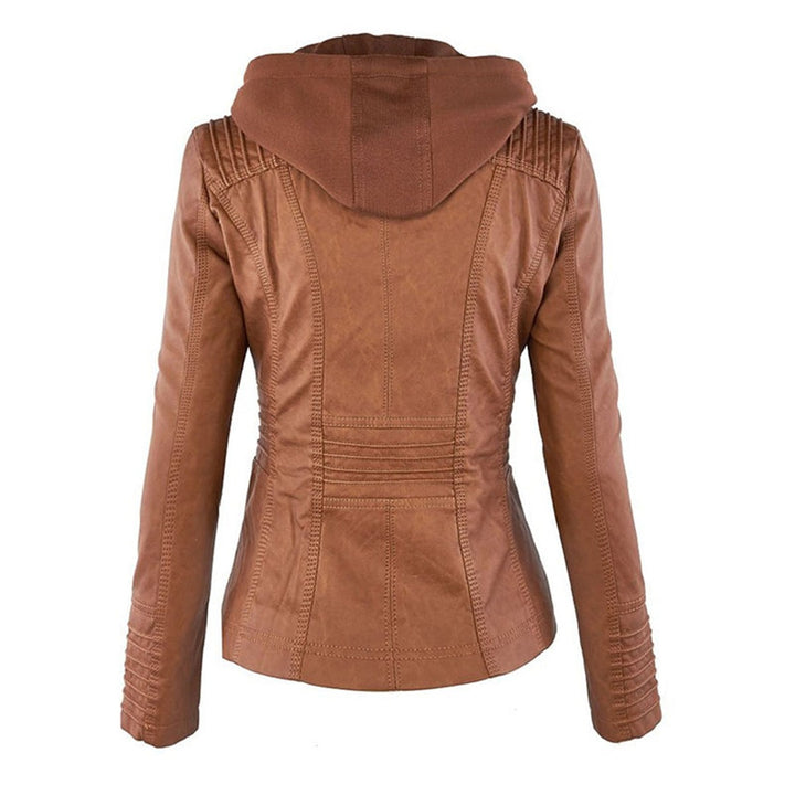 Chloé | Blouson Cuir Femme à Capuche Zippé Style Biker