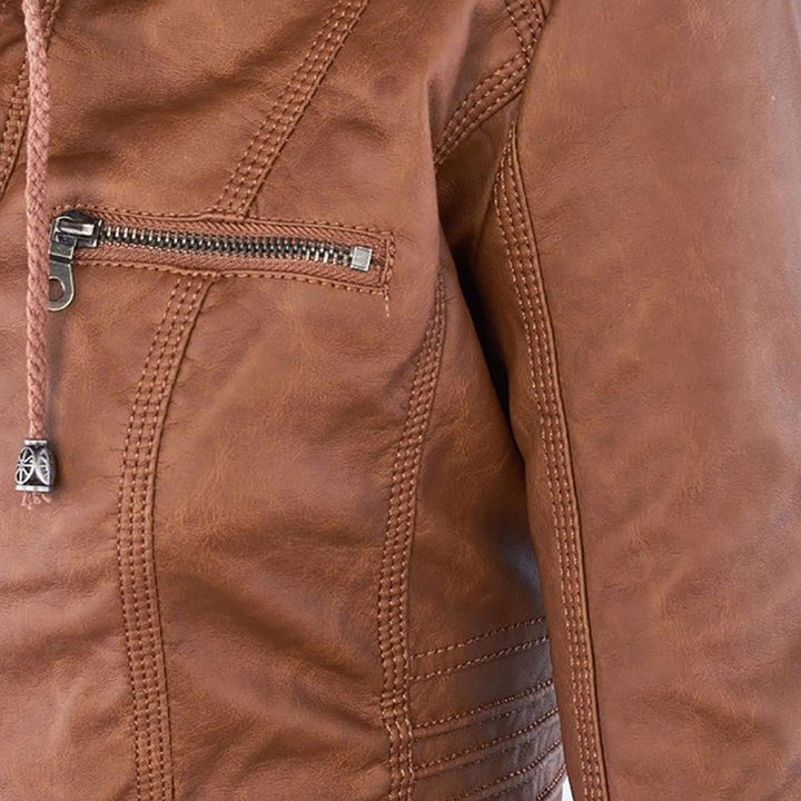 Chloé | Blouson Cuir Femme à Capuche Zippé Style Biker