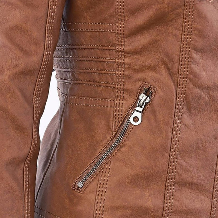 Chloé | Blouson Cuir Femme à Capuche Zippé Style Biker