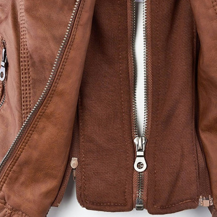 Chloé | Blouson Cuir Femme à Capuche Zippé Style Biker