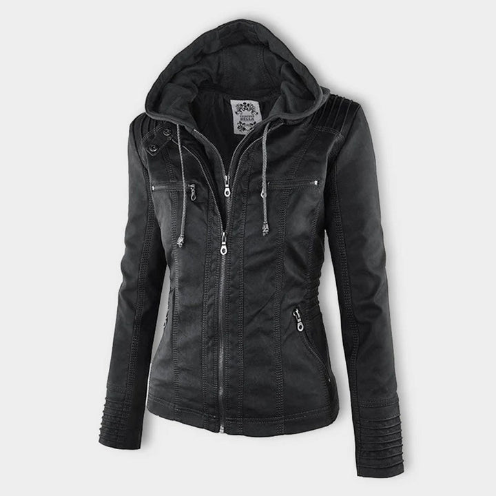 Chloé | Blouson Cuir Femme à Capuche Zippé Style Biker