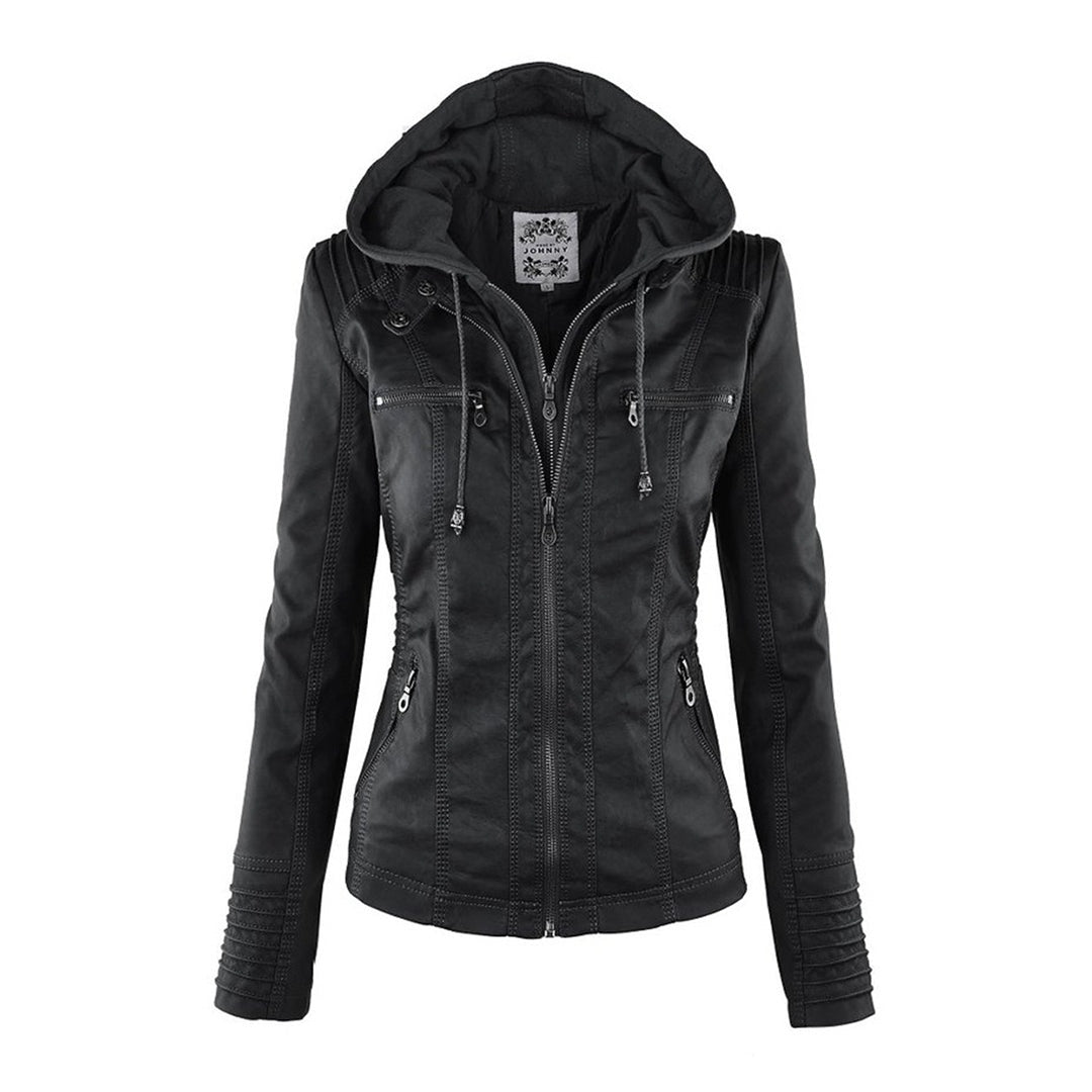Chloé | Blouson Cuir Femme à Capuche Zippé Style Biker