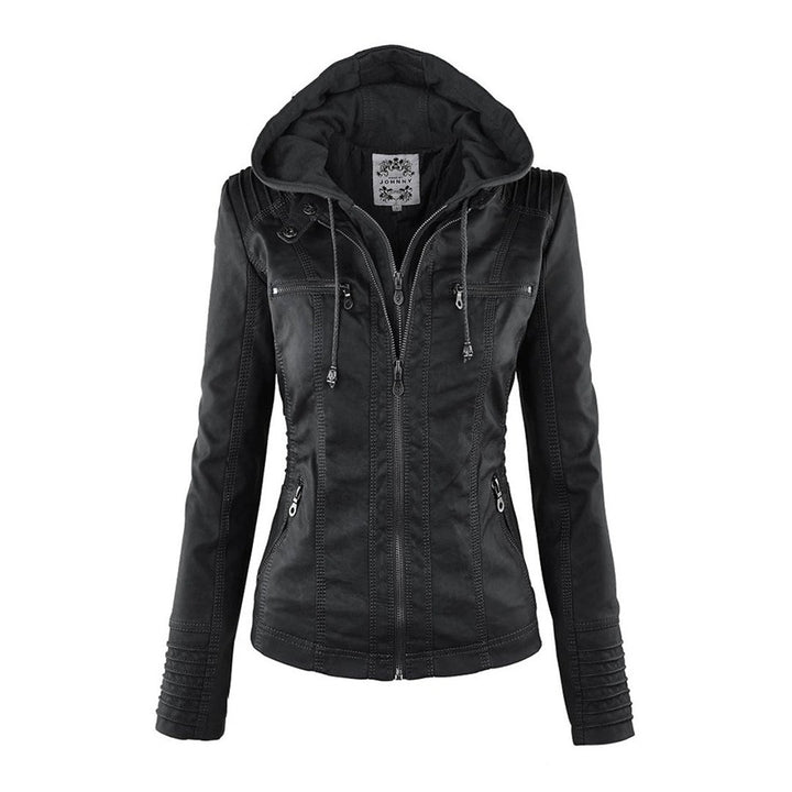 Chloé | Blouson Cuir Femme à Capuche Zippé Style Biker