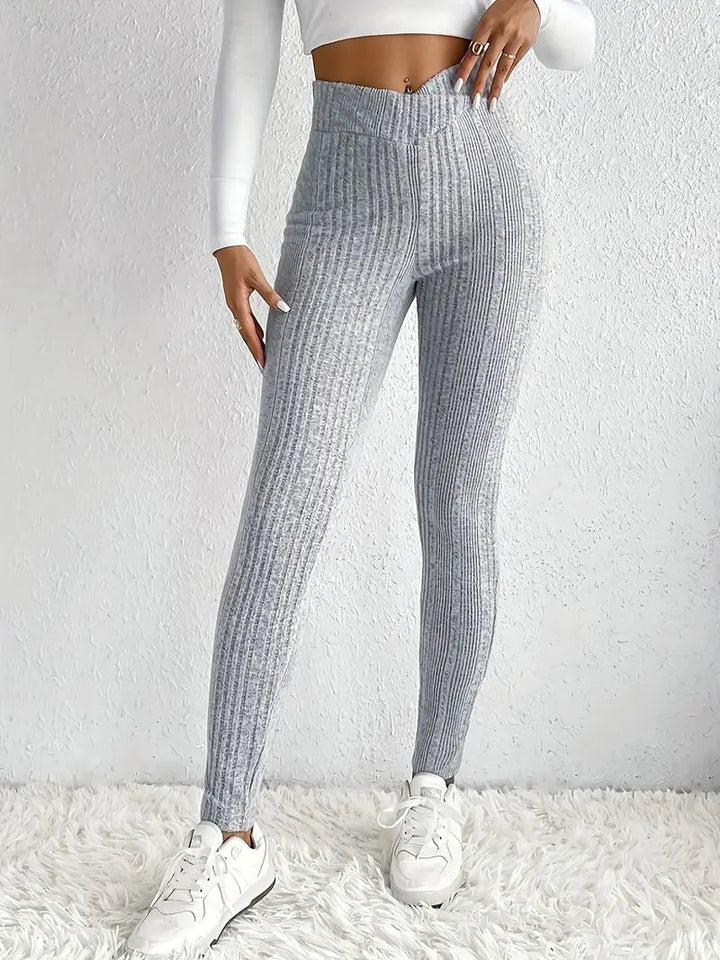 Chloé | Legging Femme Taille Haute Côtelé
