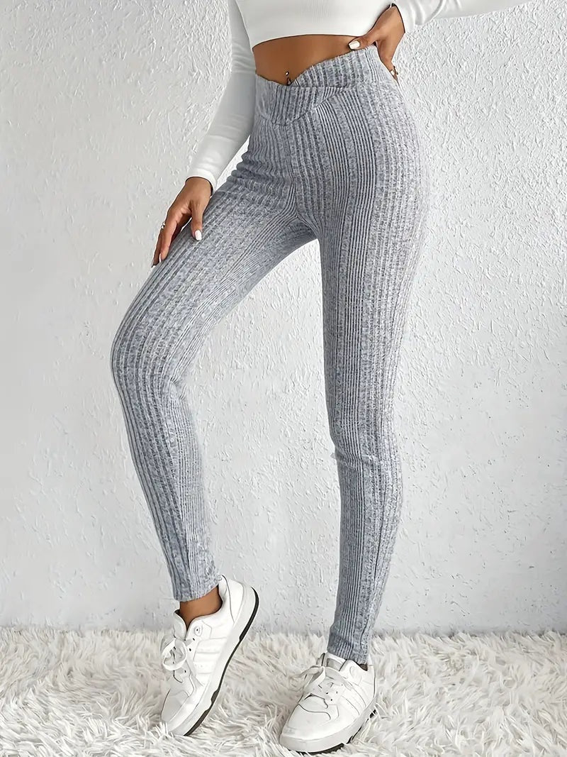 Chloé | Legging Femme Taille Haute Côtelé