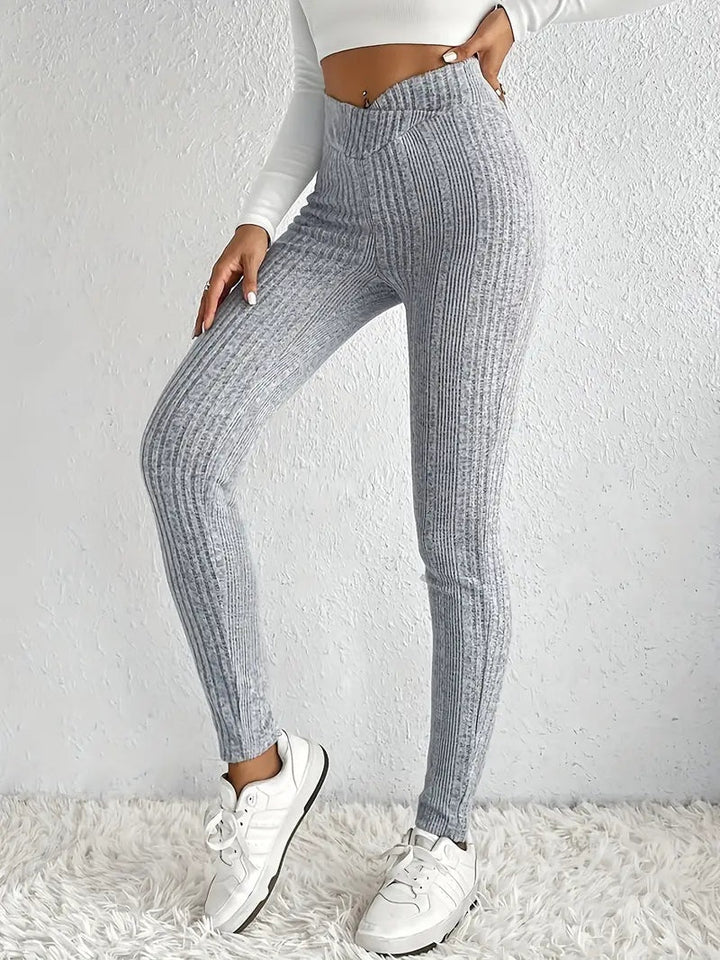 Chloé | Legging Femme Taille Haute Côtelé