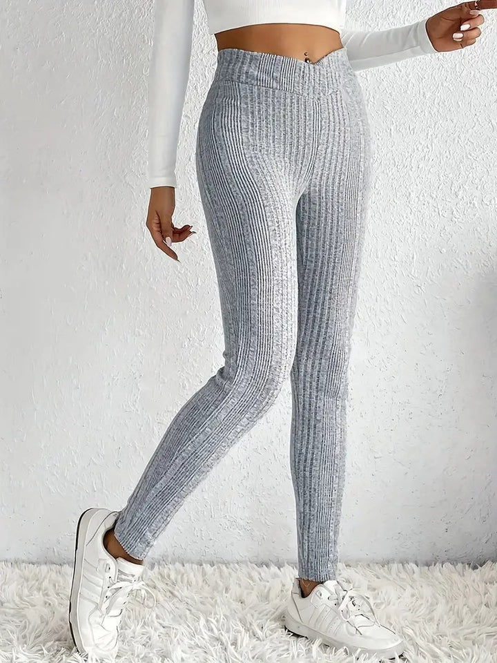 Chloé | Legging Femme Taille Haute Côtelé