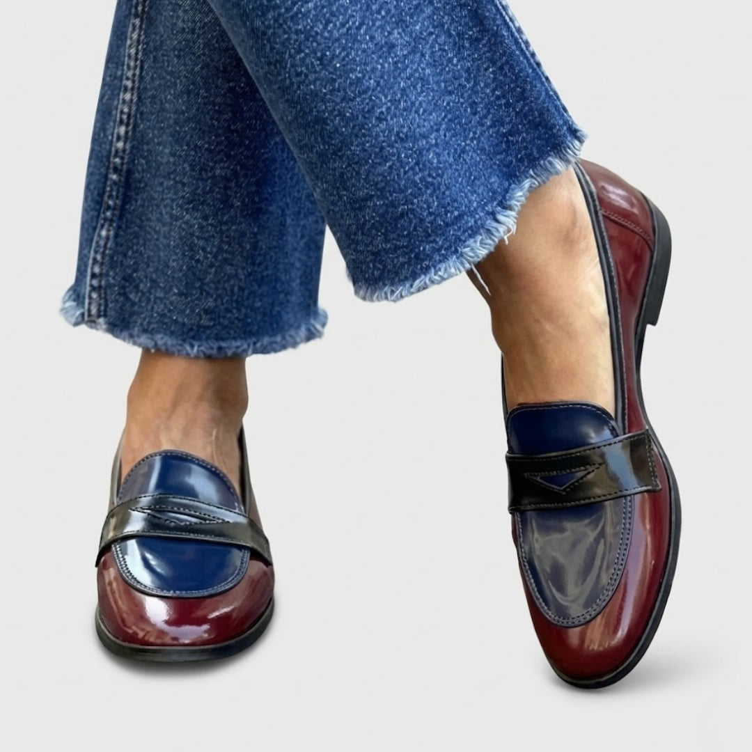 Chloé | Mocassins Femme Cuir Verni Bicolore