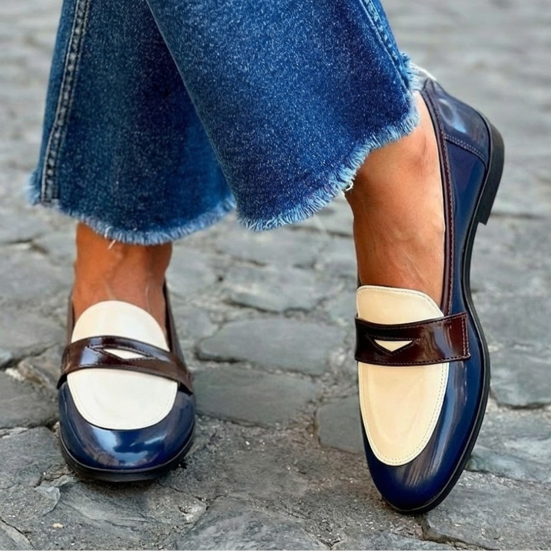 Chloé | Mocassins Femme Cuir Verni Bicolore