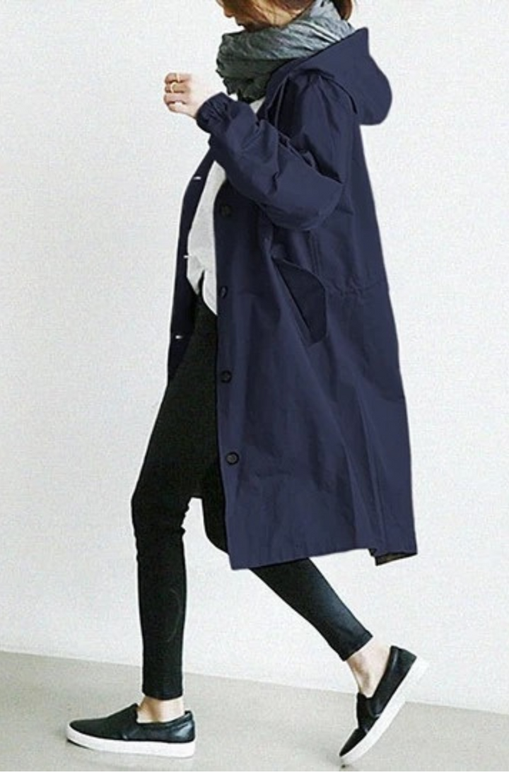 Chloé | Trench Long Femme Imperméable à Capuche Oversize