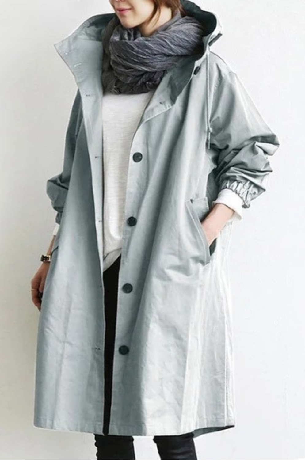 Chloé | Trench Long Femme Imperméable à Capuche Oversize