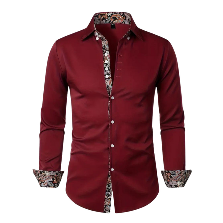 Clément | Chemise Homme Manche Longue Contraste Paisley Coupe Ajustée