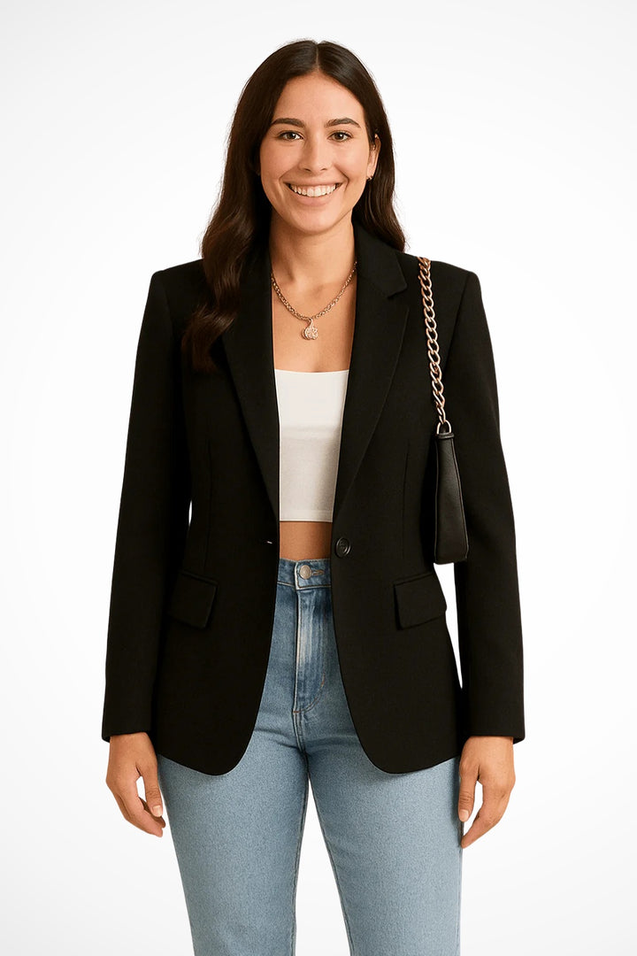 Colette | Blazer Femme Col Revers Bouton Unique Poches