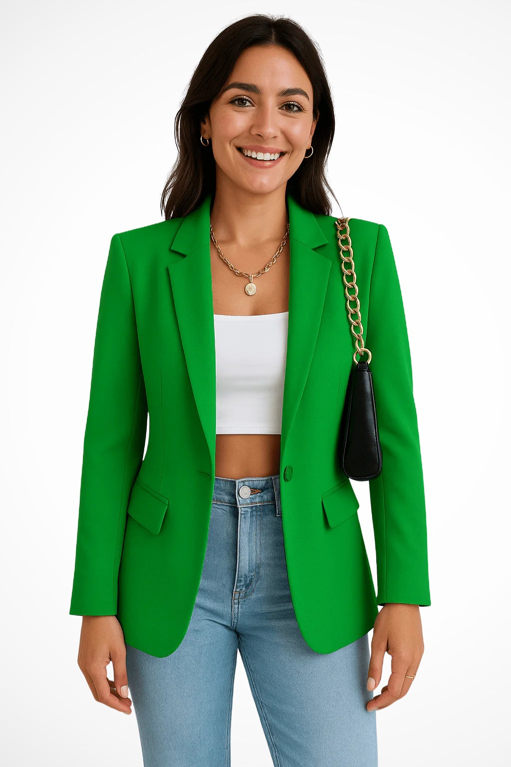 Colette | Blazer Femme Col Revers Bouton Unique Poches
