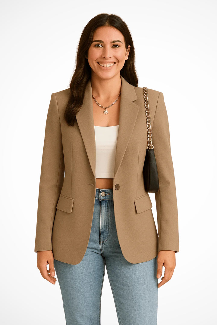 Colette | Blazer Femme Col Revers Bouton Unique Poches