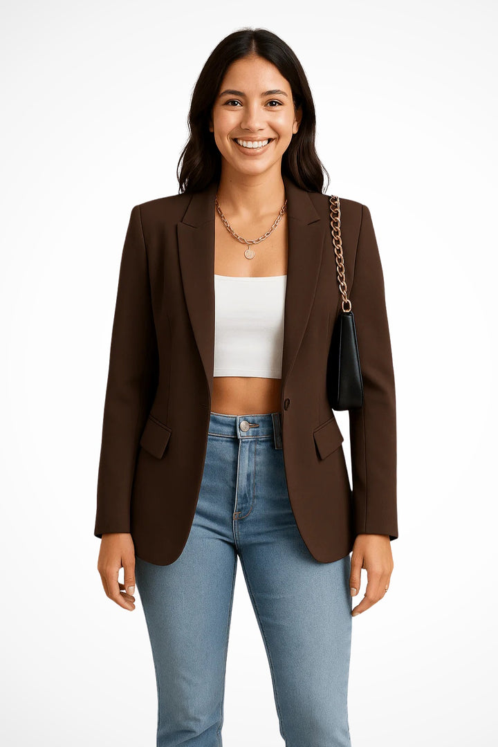 Colette | Blazer Femme Col Revers Bouton Unique Poches