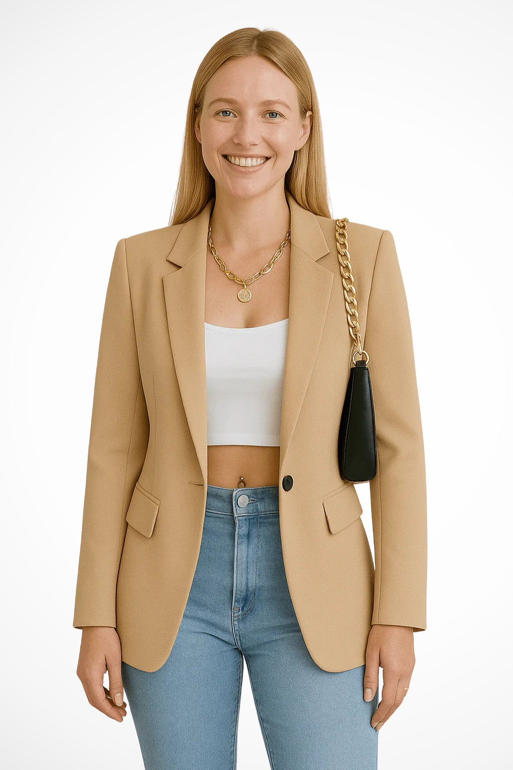 Colette | Blazer Femme Col Revers Bouton Unique Poches