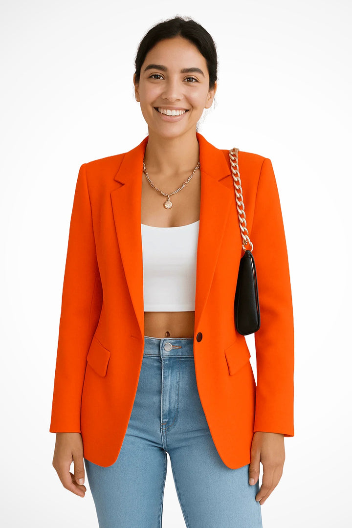 Colette | Blazer Femme Col Revers Bouton Unique Poches