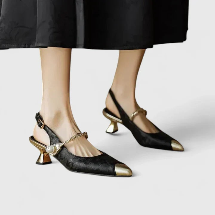 Colette | Escarpins à Talon Femme Jacquard Floral Slingback Perle