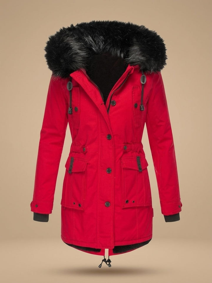 Colette | Parka Femme à Capuche Fausse Fourrure Hiver Ceinturée