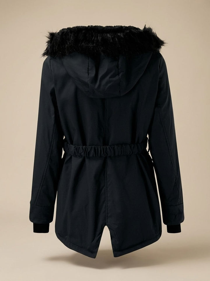 Colette | Parka Femme à Capuche Fausse Fourrure Hiver Ceinturée