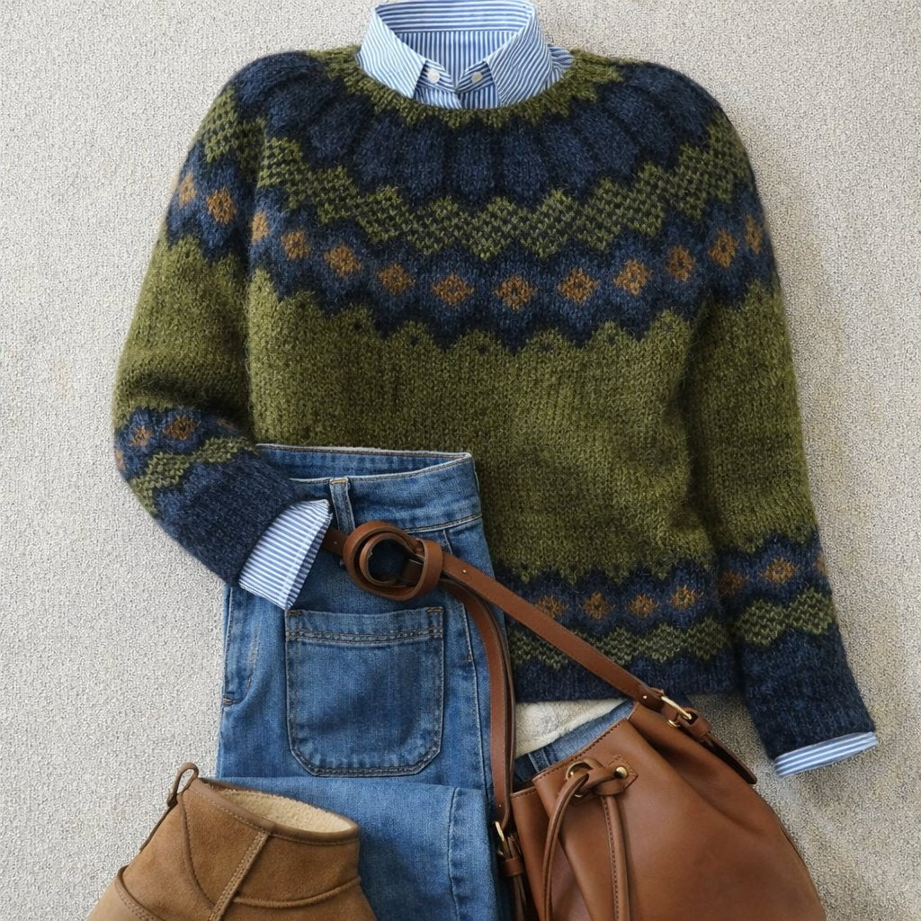 Colette | Pull en Laine Jacquard Fair Isle Femme Col Rond