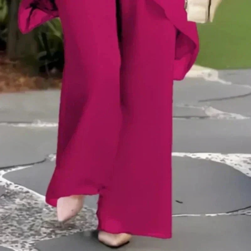 Delphine | Ensemble Pantalon Fluide Femme Haut Asymétrique Cérémonie