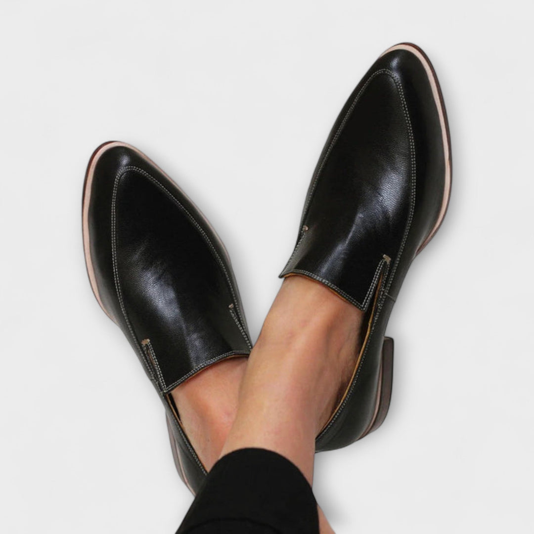 Delphine | Mocassin Cuir Femme à Talon Chaussure de Ville