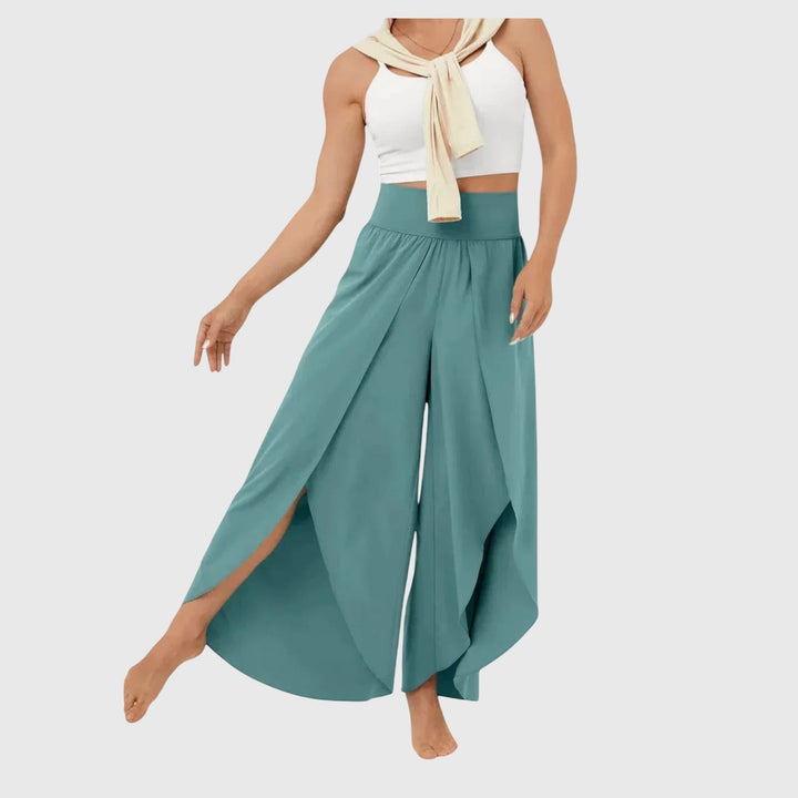 Delphine | Pantalon Large Femme Taille Haute Fentes Latérales Fluide