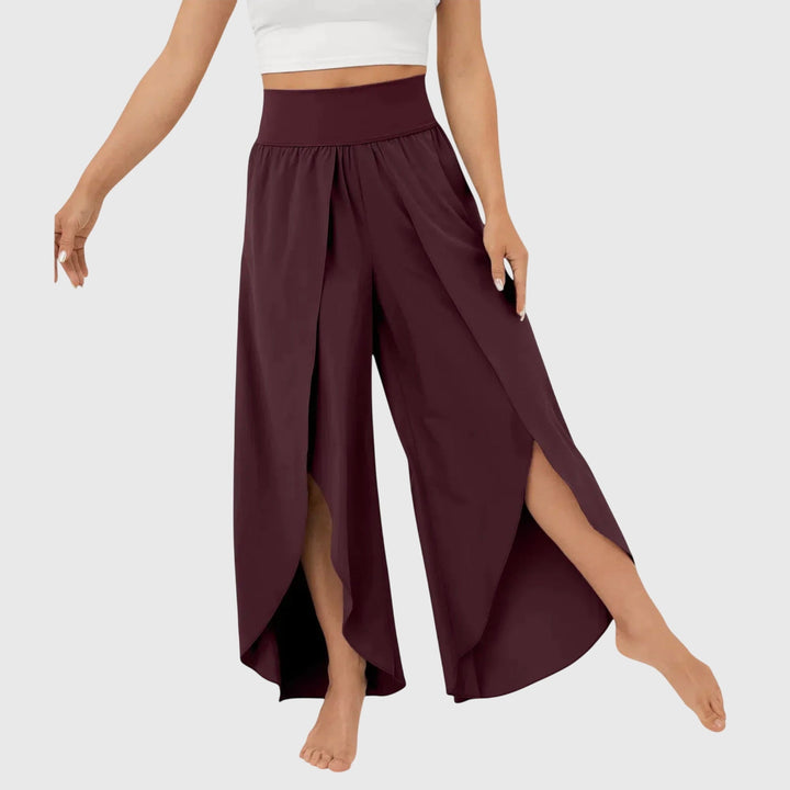 Delphine | Pantalon Large Femme Taille Haute Fentes Latérales Fluide