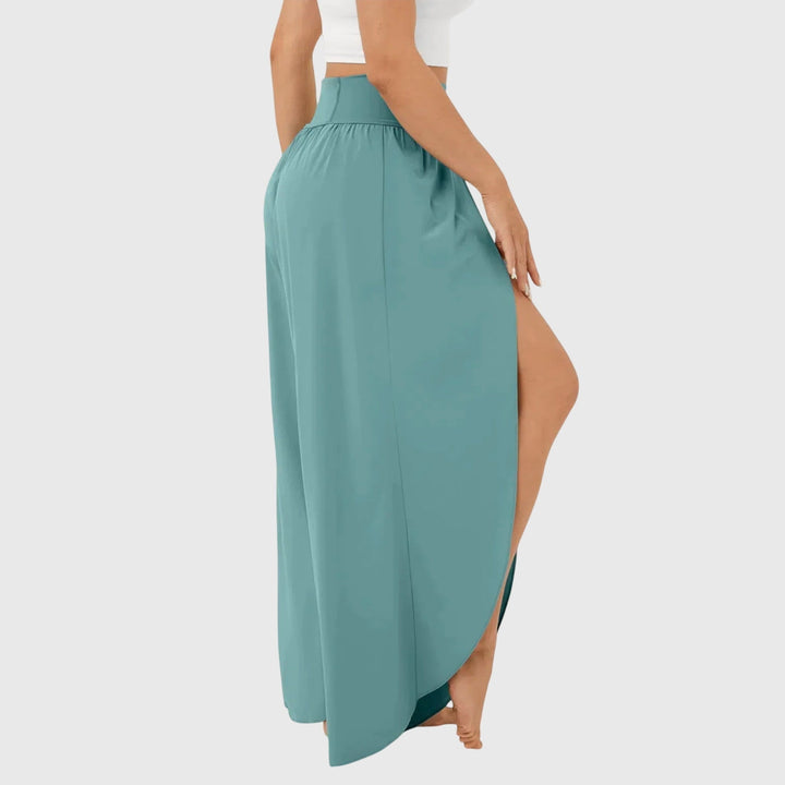 Delphine | Pantalon Large Femme Taille Haute Fentes Latérales Fluide
