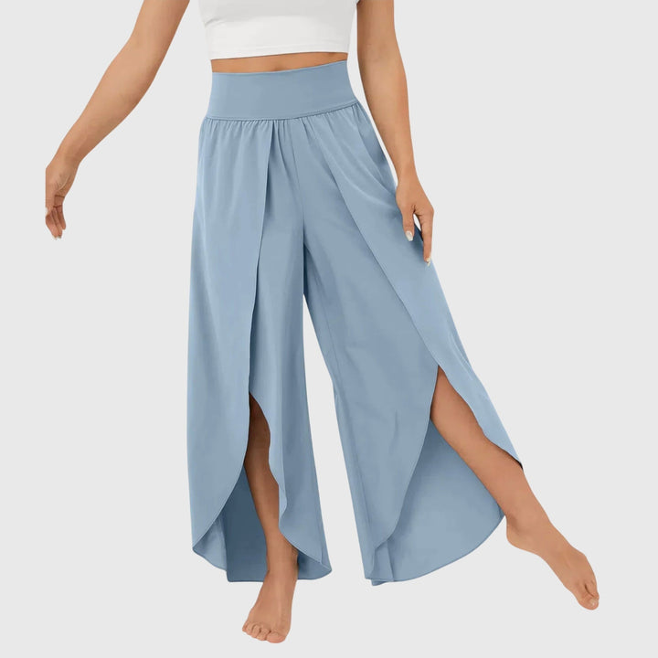 Delphine | Pantalon Large Femme Taille Haute Fentes Latérales Fluide