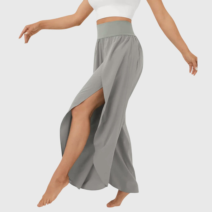 Delphine | Pantalon Large Femme Taille Haute Fentes Latérales Fluide
