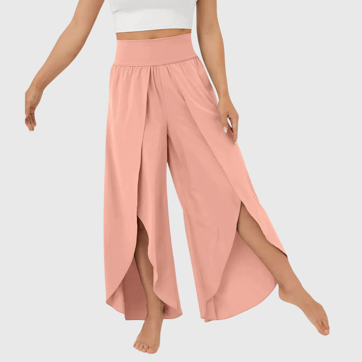 Delphine | Pantalon Large Femme Taille Haute Fentes Latérales Fluide