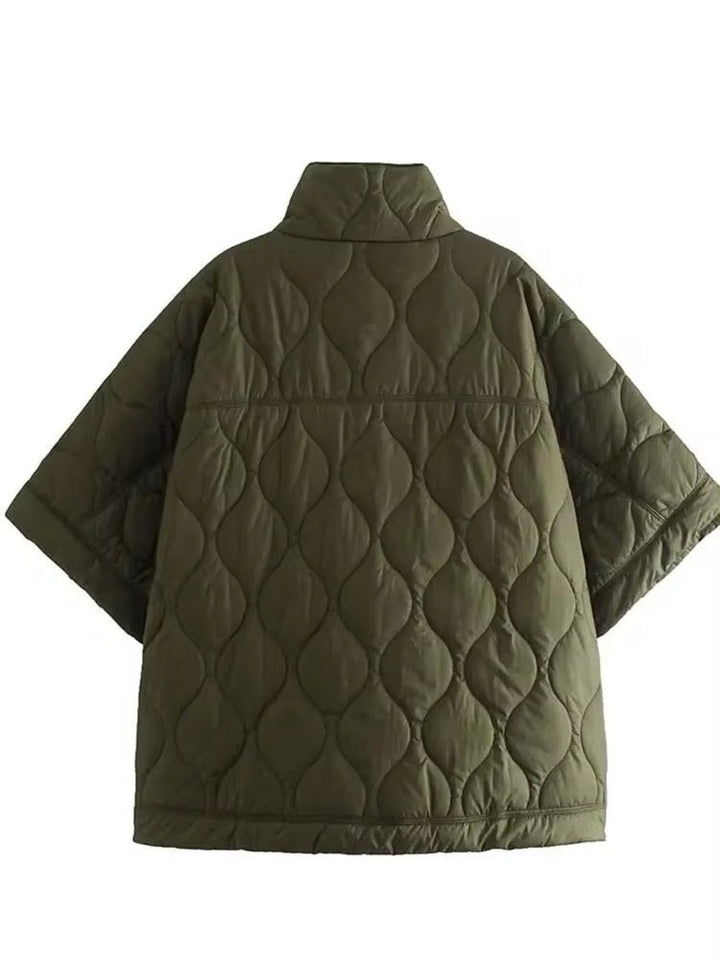Delphine | Poncho Veste Chauffante Femme Matelassée Col Montant