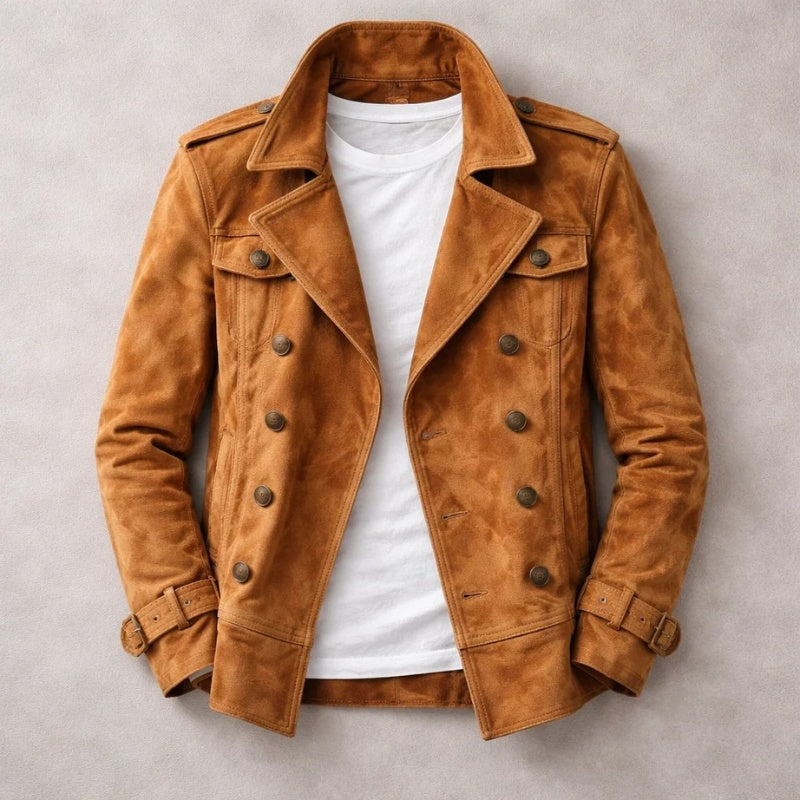 Édouard | Trench Coat en Daim Homme Double Boutonnage