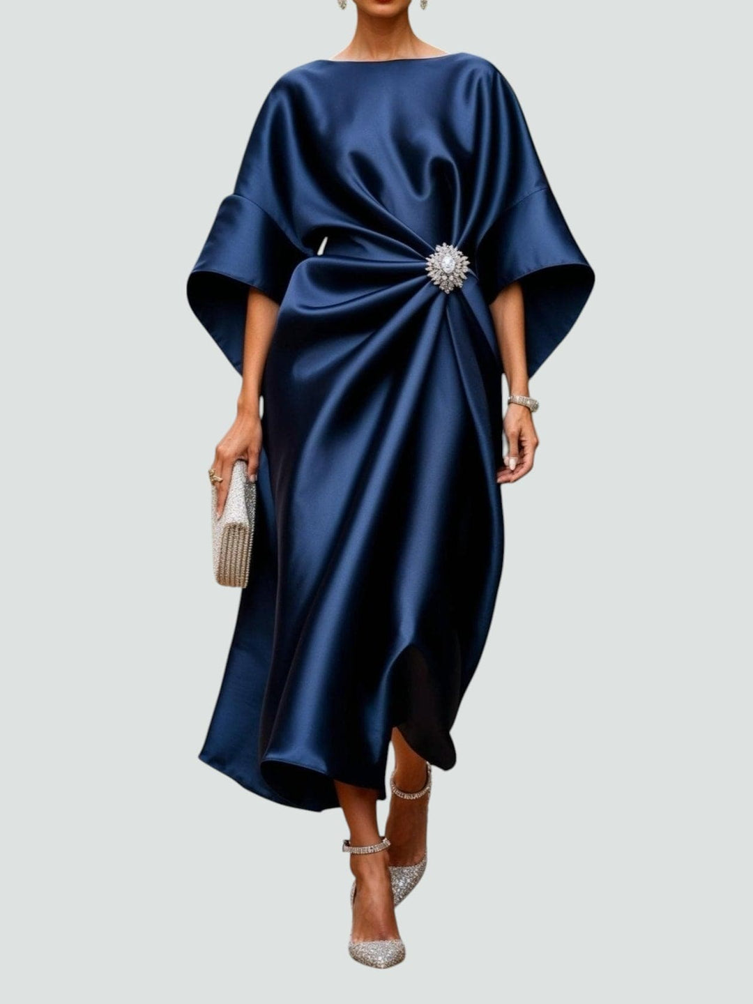 Éléonore | Robe de Soirée Mariage Femme Drapée Manches Larges