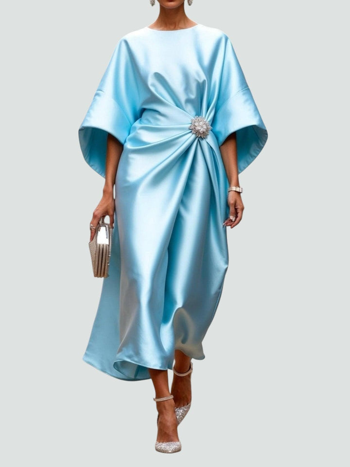 Éléonore | Robe de Soirée Mariage Femme Drapée Manches Larges