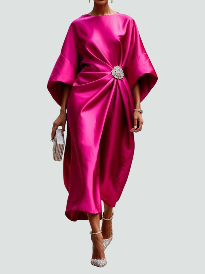 Éléonore | Robe de Soirée Mariage Femme Drapée Manches Larges
